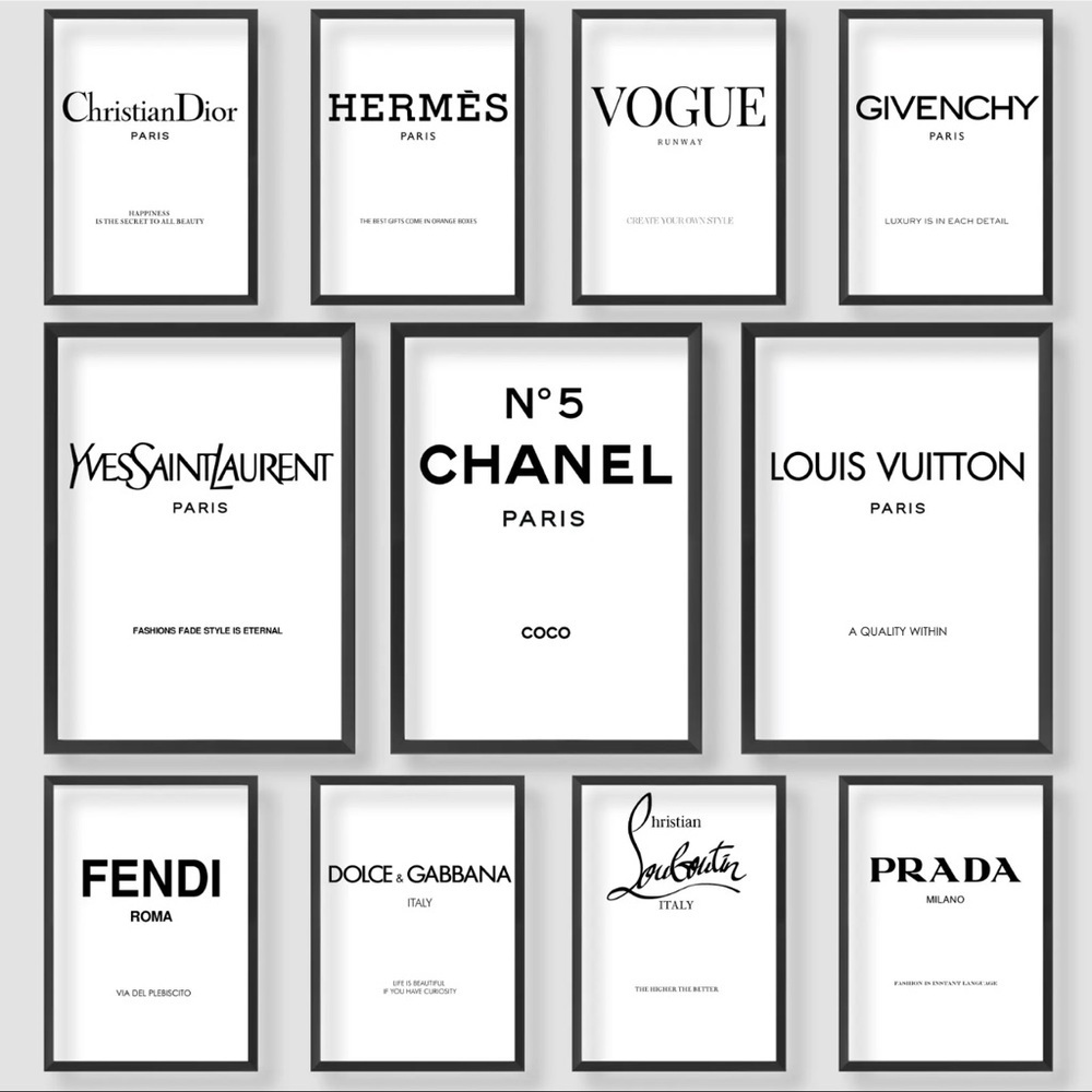 Set 3 RARE B&W Fashion Designer Quotes Gift Wall Fun Art Poster Print Picture